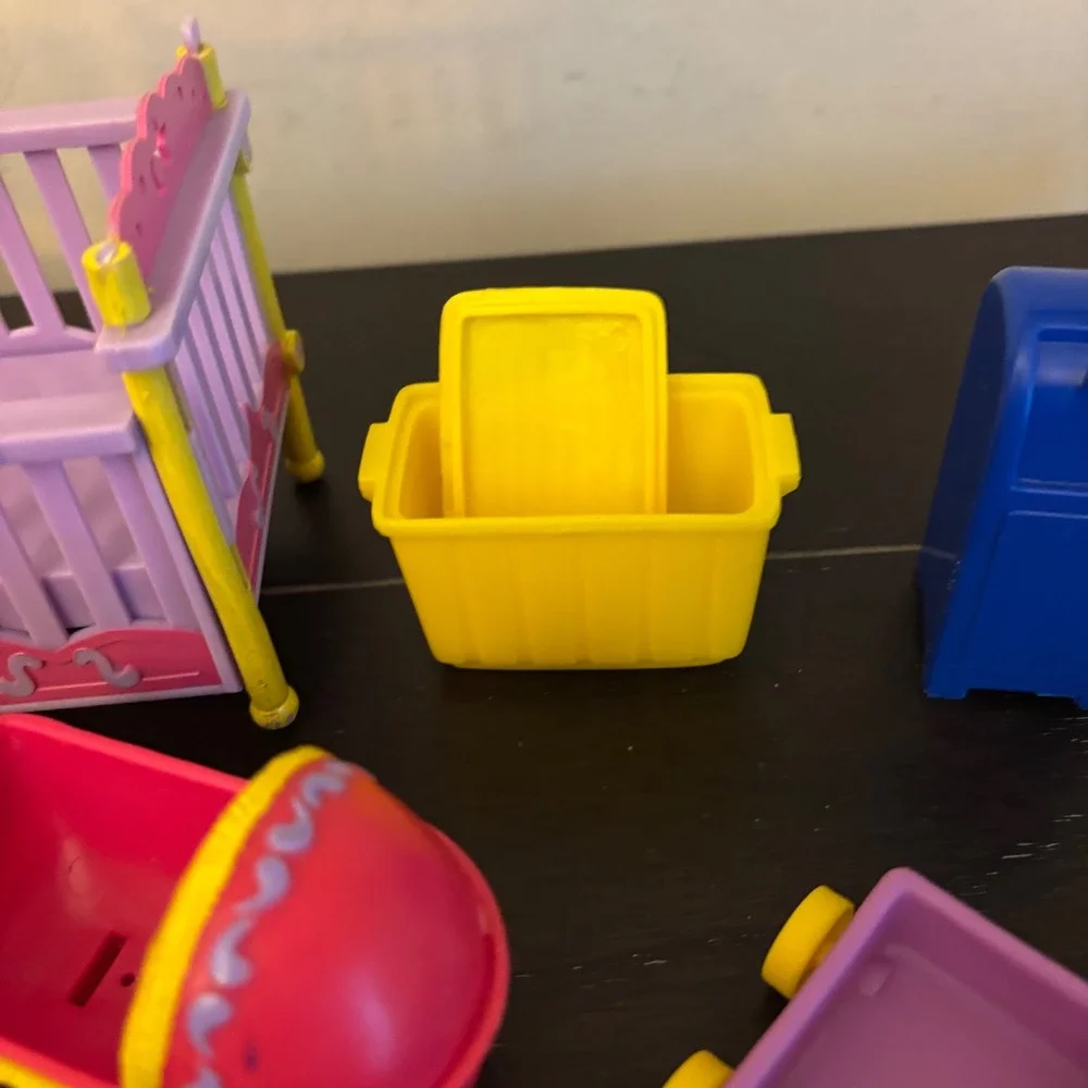 Vintage Kid Kore Dollhouse Furniture Lot | Crib Rocking Horse Wagon | 8pc Set